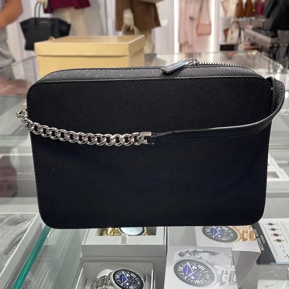 Michael Kors Jet Set Item Large East West Zip Crossbody Leather Black - Picture 4 of 16